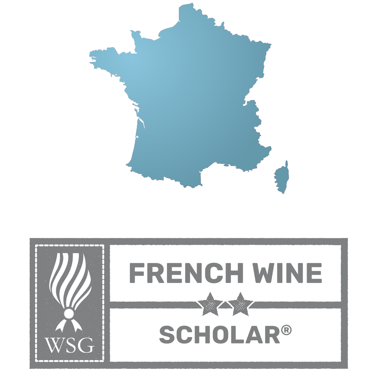 WSG French Wine Scholar Map outlining without additional regional detail