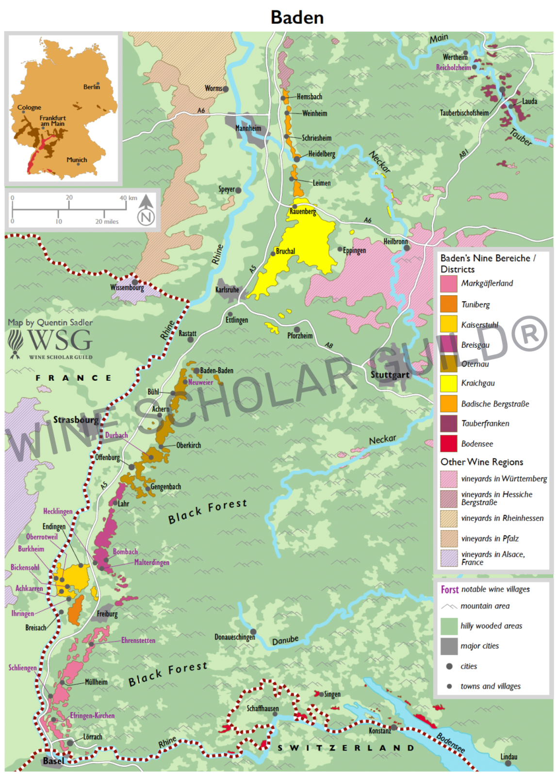 Map of Baden showing wine regions and appellations Map of Baden showing wine regions and appellations