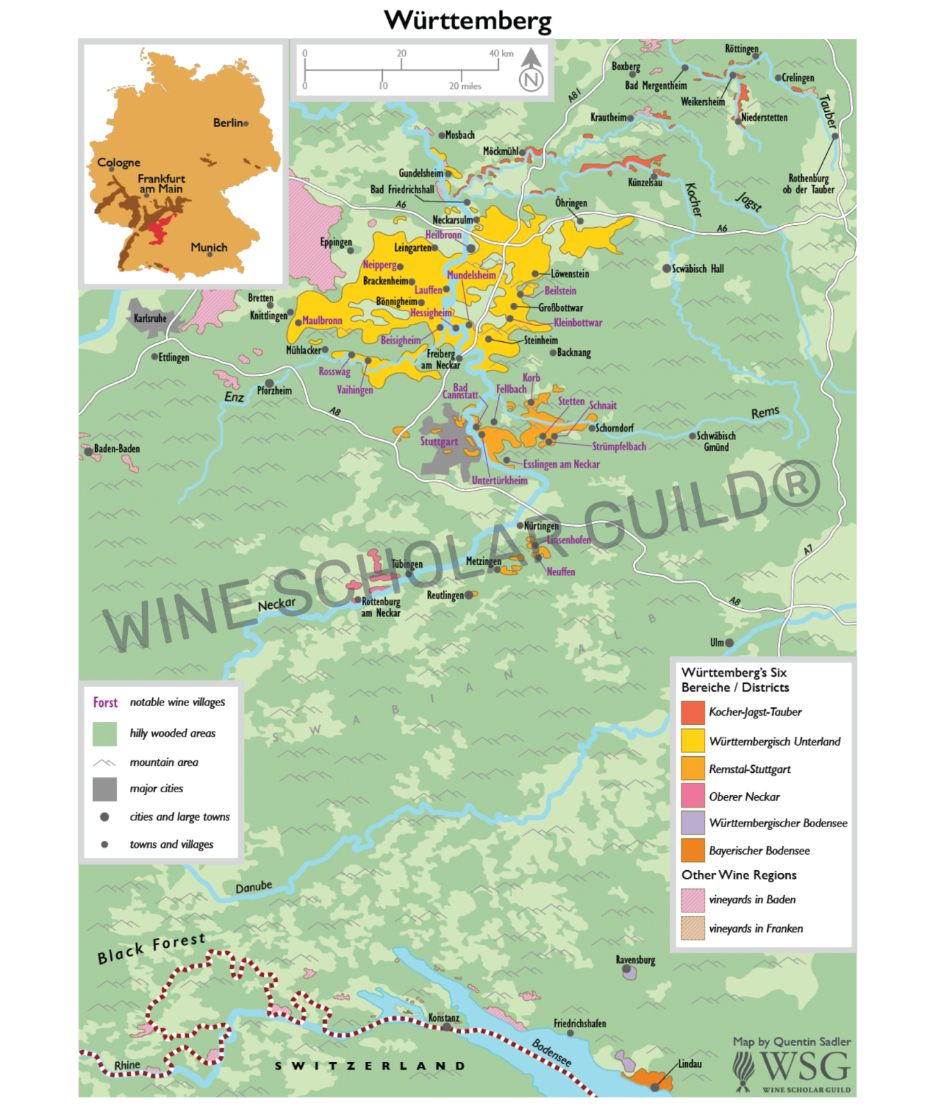 Map of Württemberg wine regions Map of Württemberg wine regions