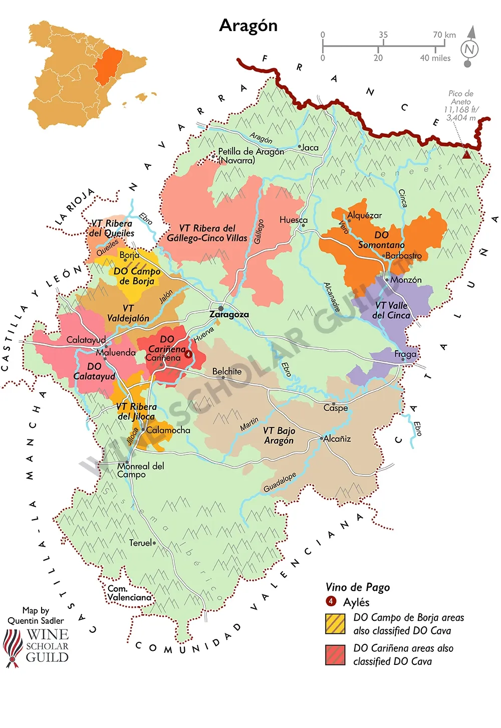 Aragon Wine Map by Wine Scholar Guild