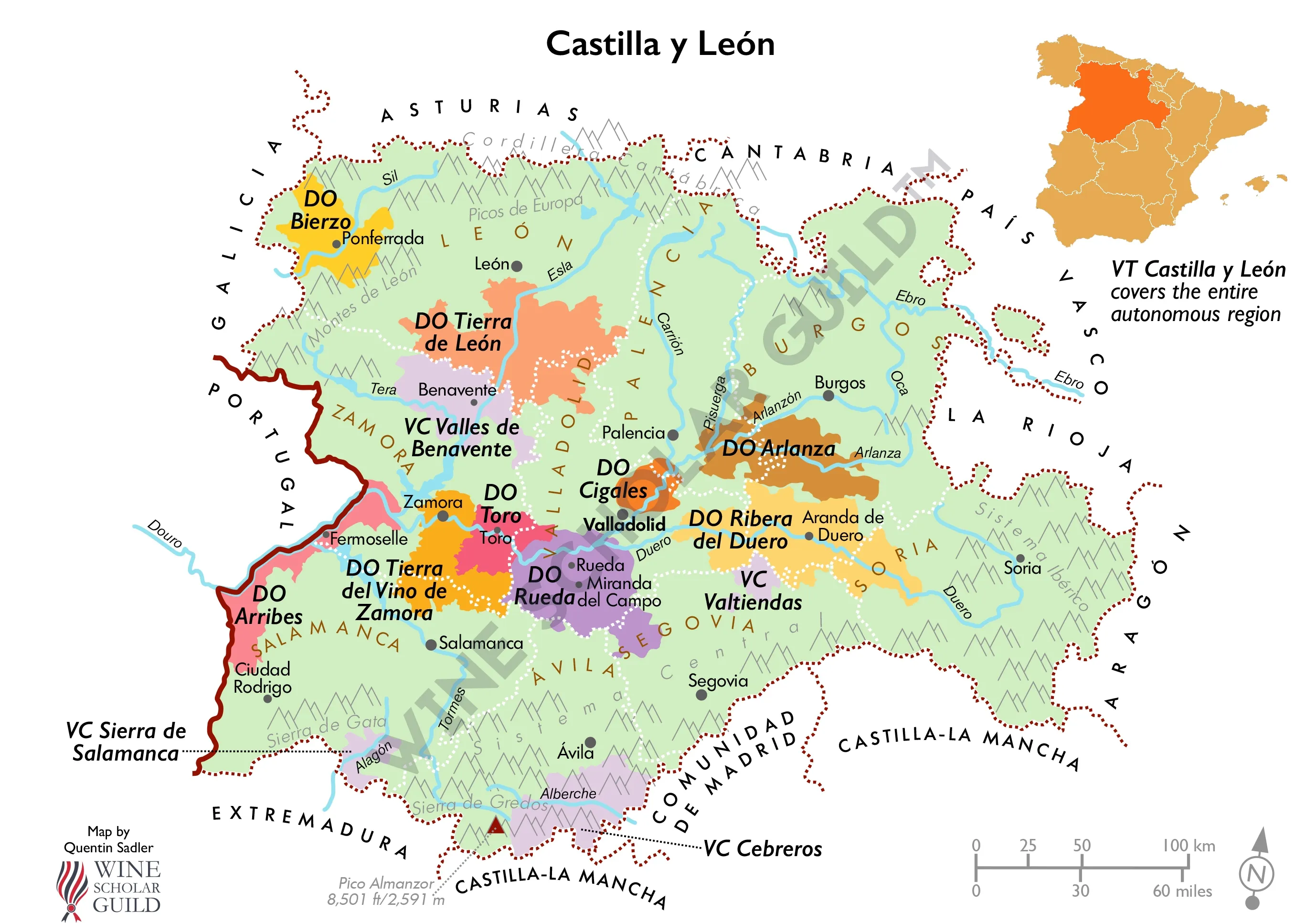 Castilla y Leon Wine Map by Wine Scholar Guild