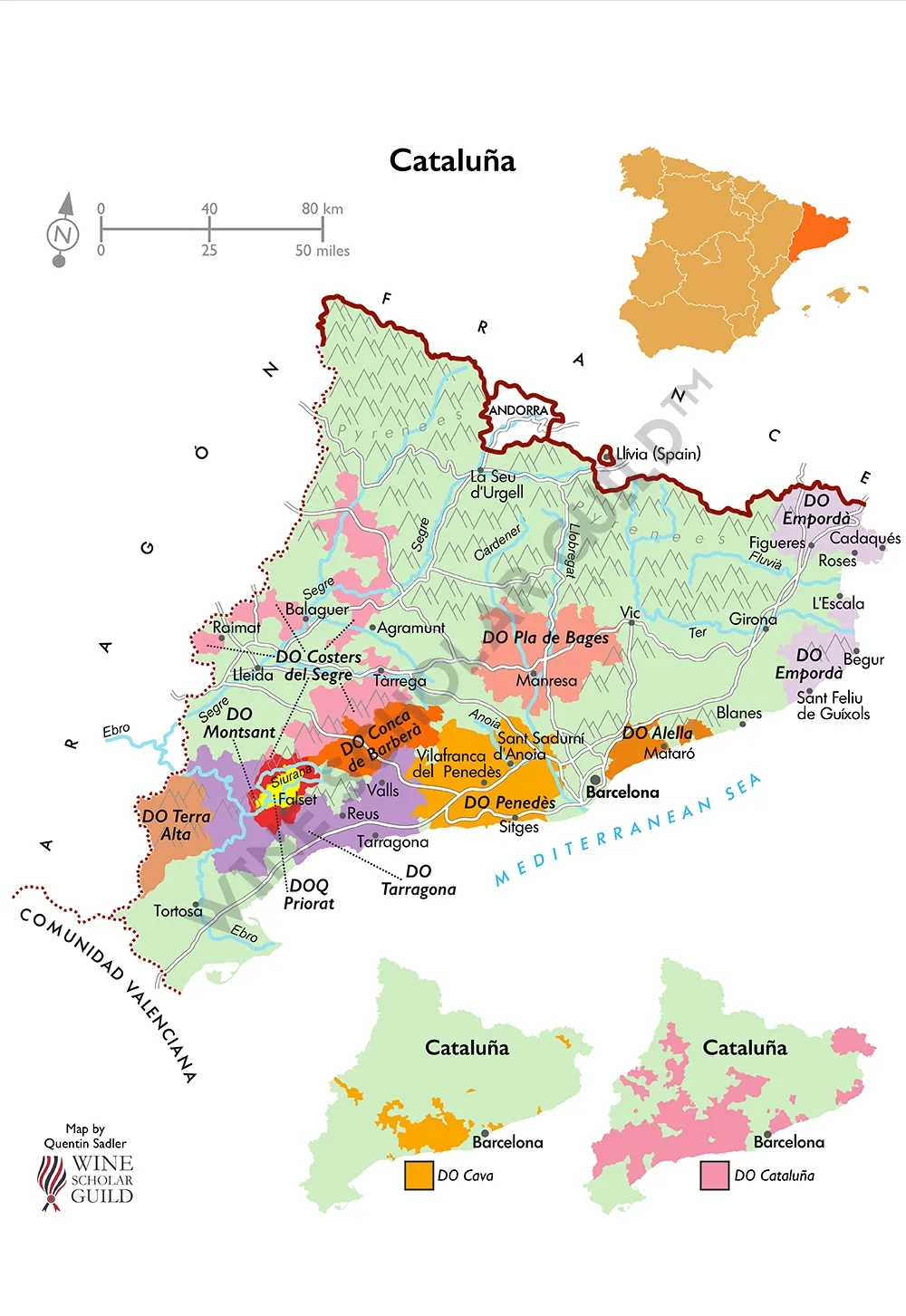 Cataluna Wine Map by Wine Scholar Guild