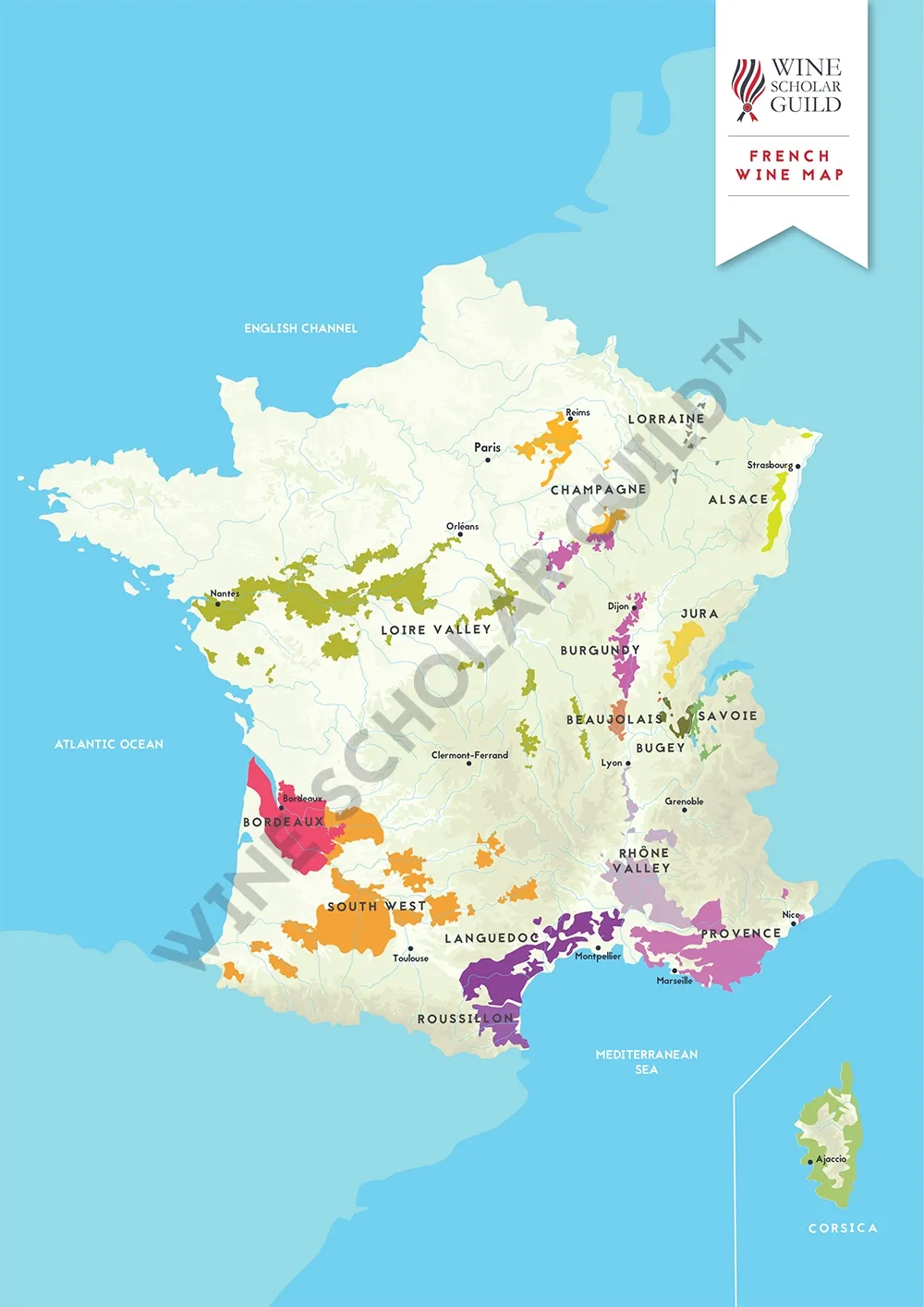 French Wine Regions Map by Wine Scholar Guild