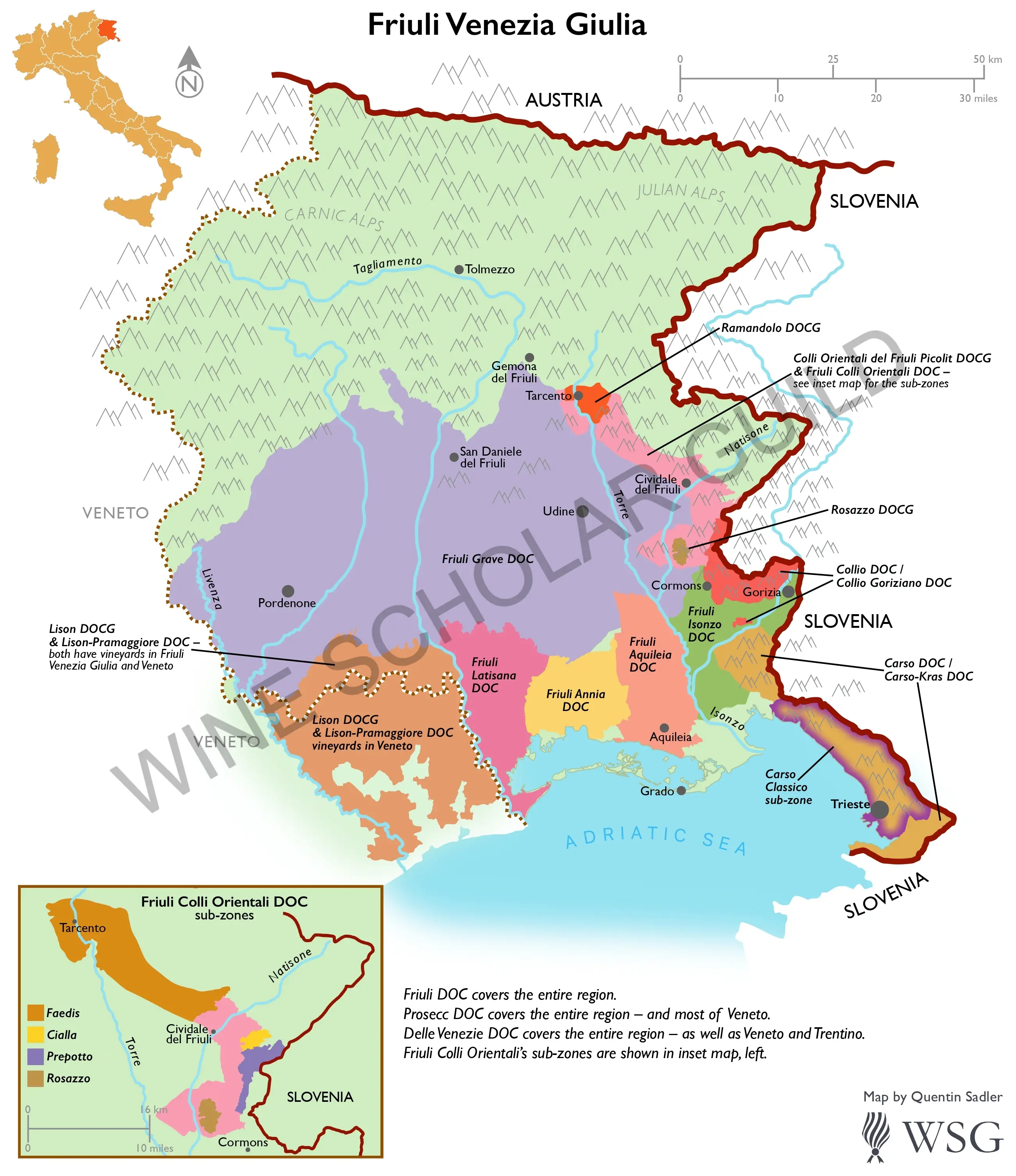 Friuli-Venezia Giulia Wine Map by Wine Scholar Guild