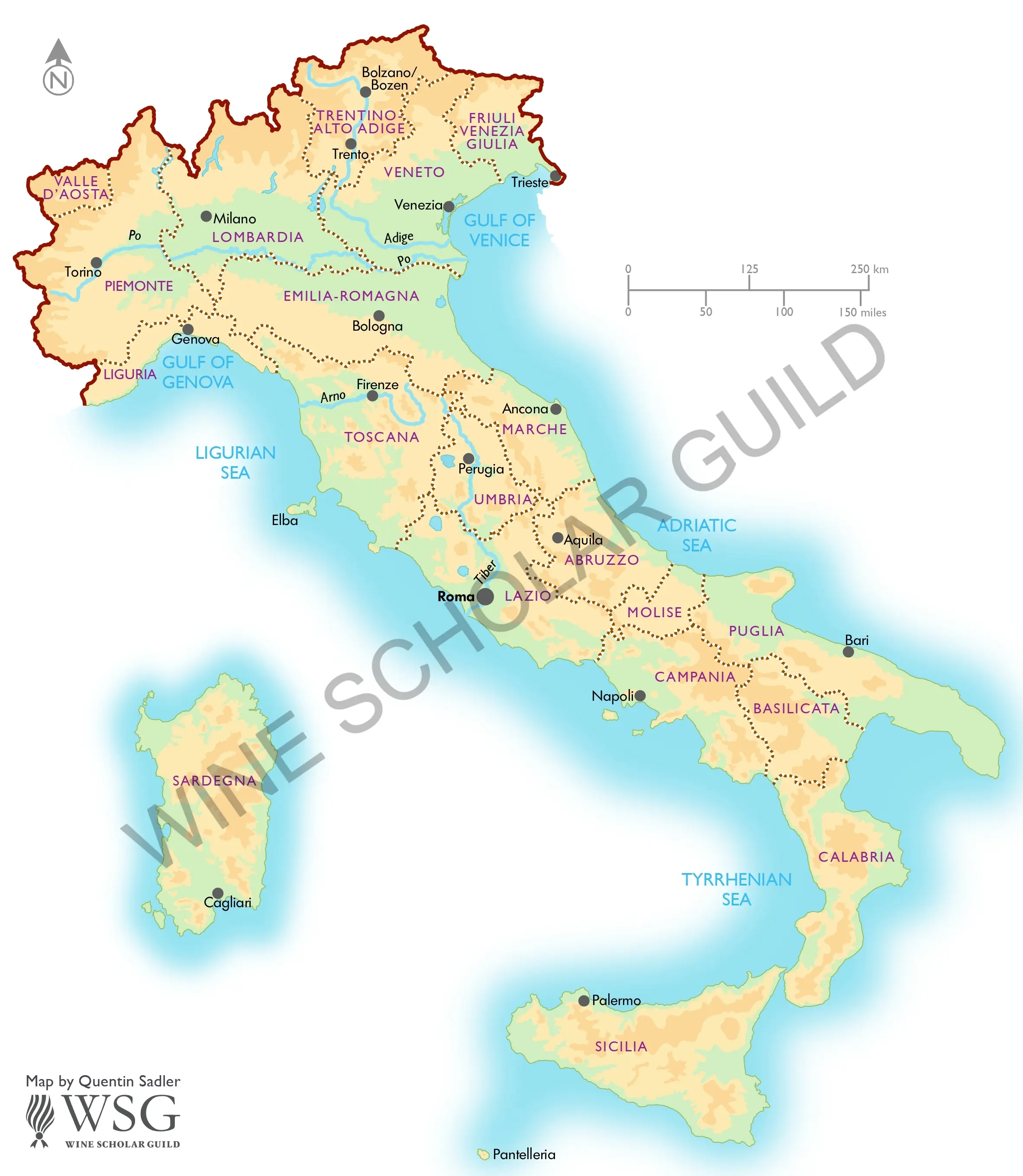 Italy Topography by Wine Scholar Guild