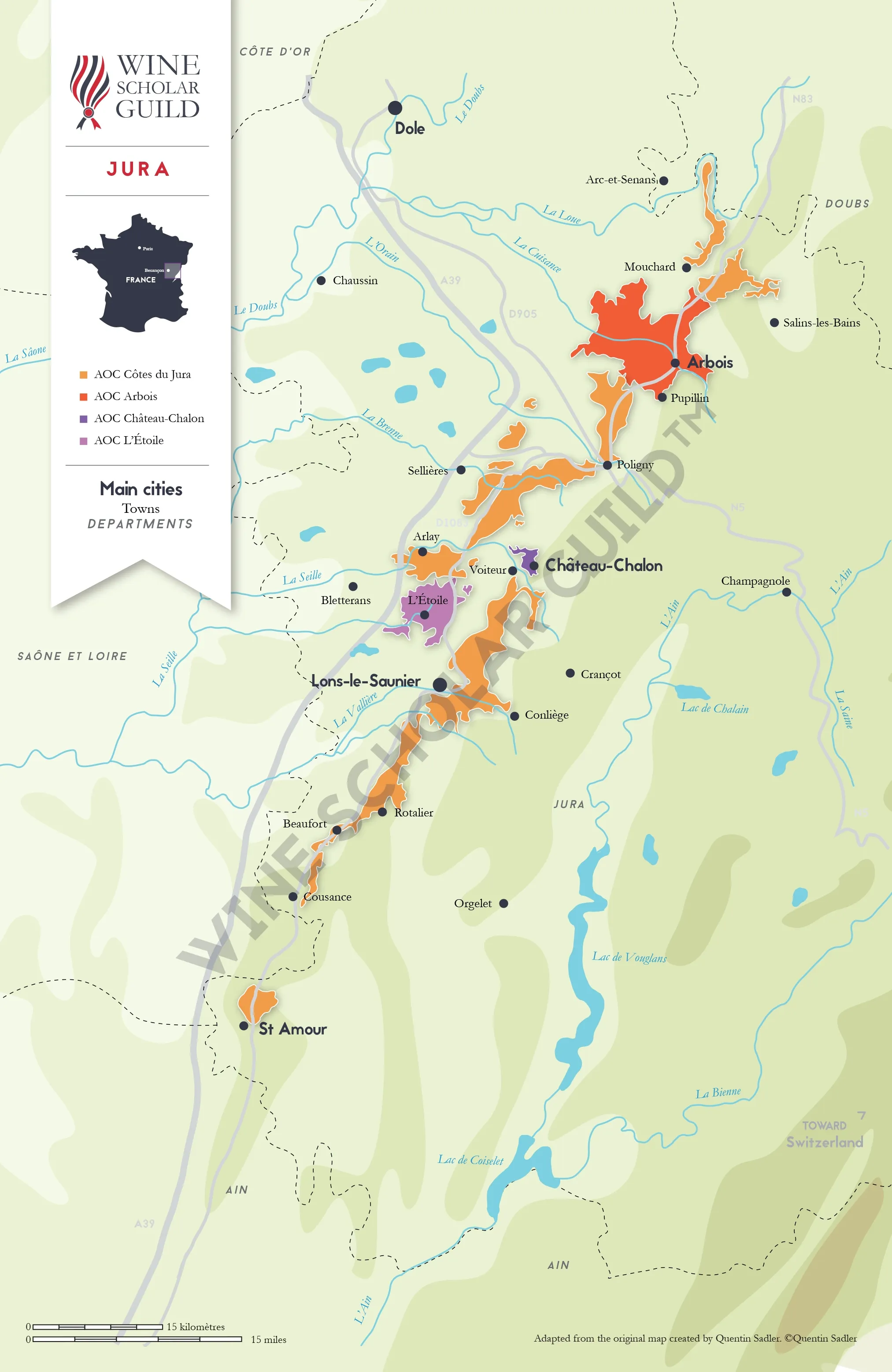 Jura Wine Map by Wine Scholar Guild