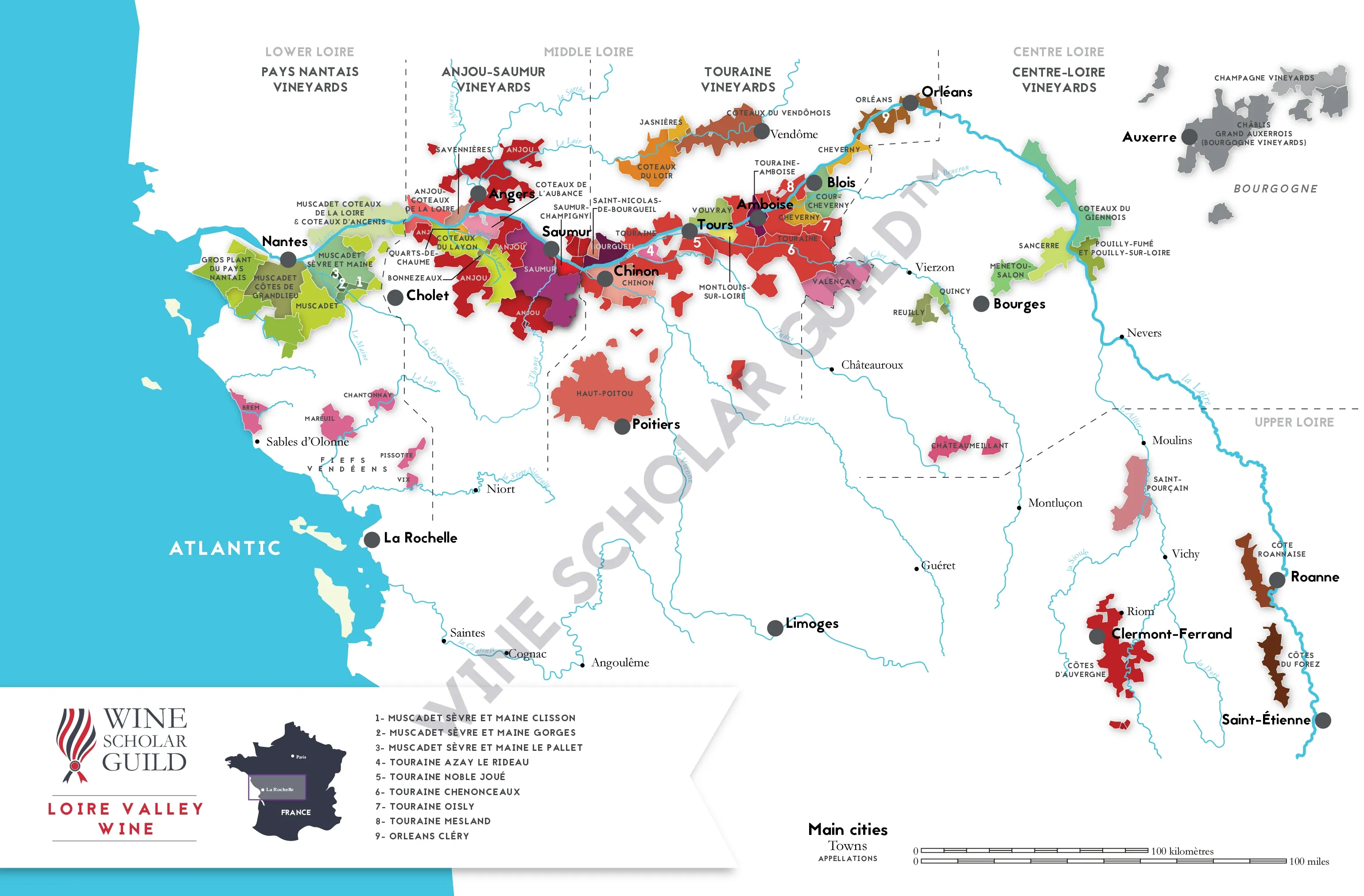 Loire Valley Wine Map by Wine Scholar Guild