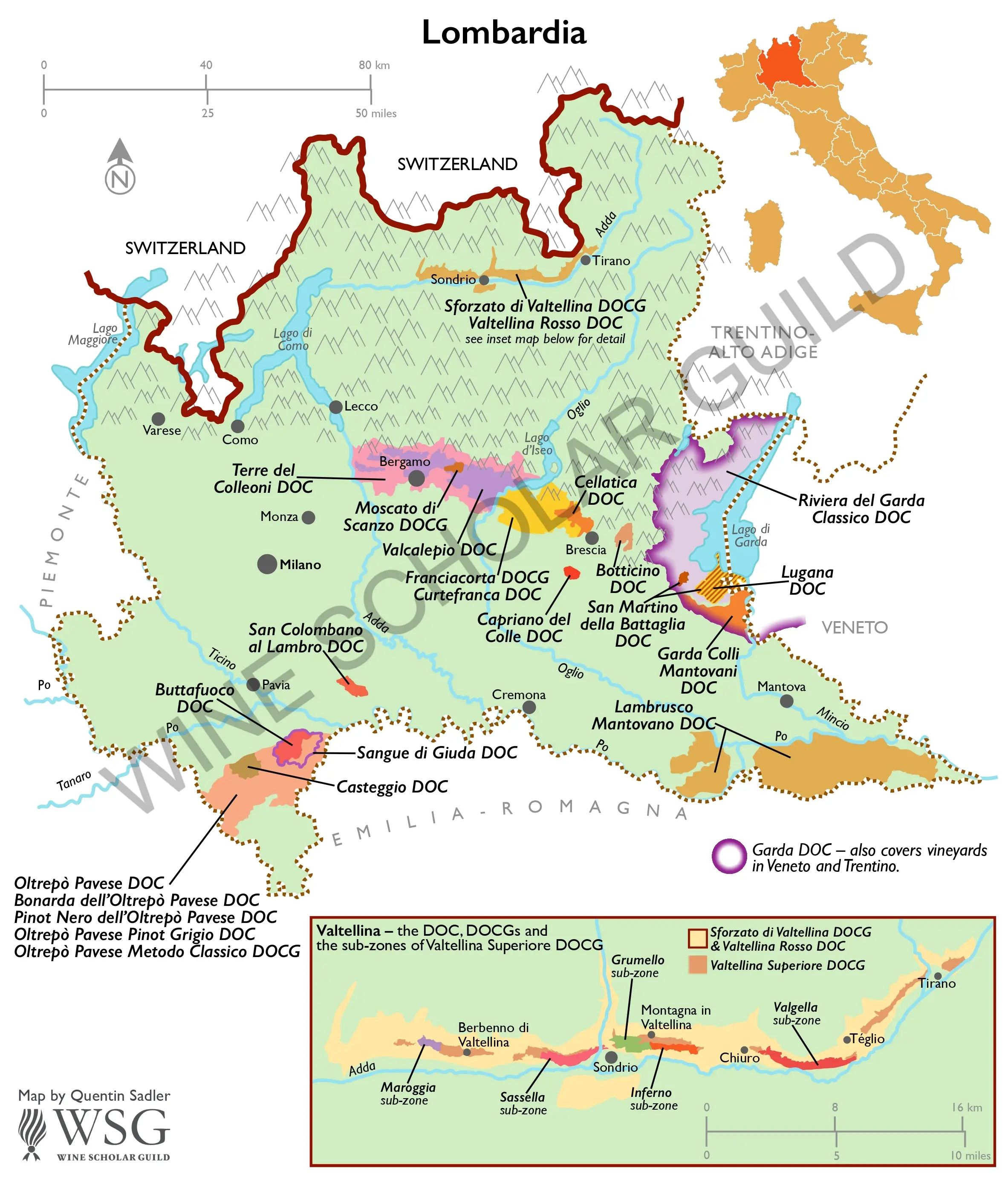 Lombardia Wine Map by Wine Scholar Guild