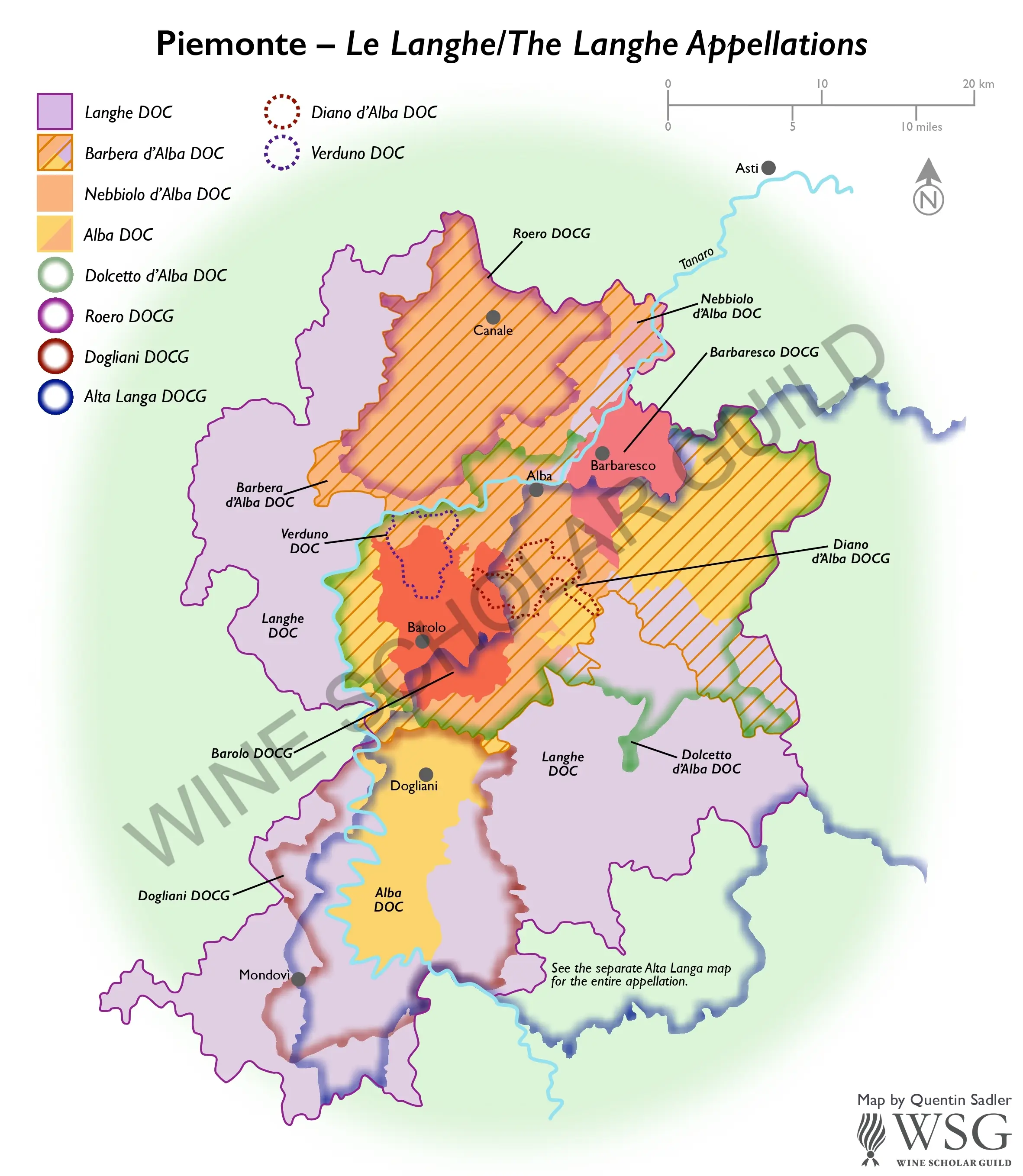 Piemonte Le Langhe The Langhe Appellations Wine Map by Wine Scholar Guild