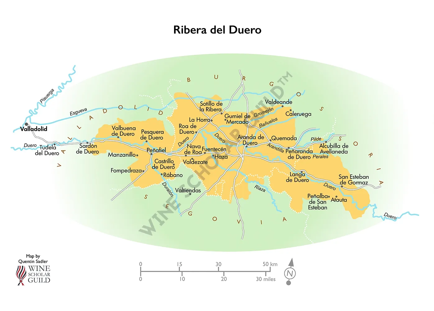 Ribera del Duero Wine Map by Wine Scholar Guild