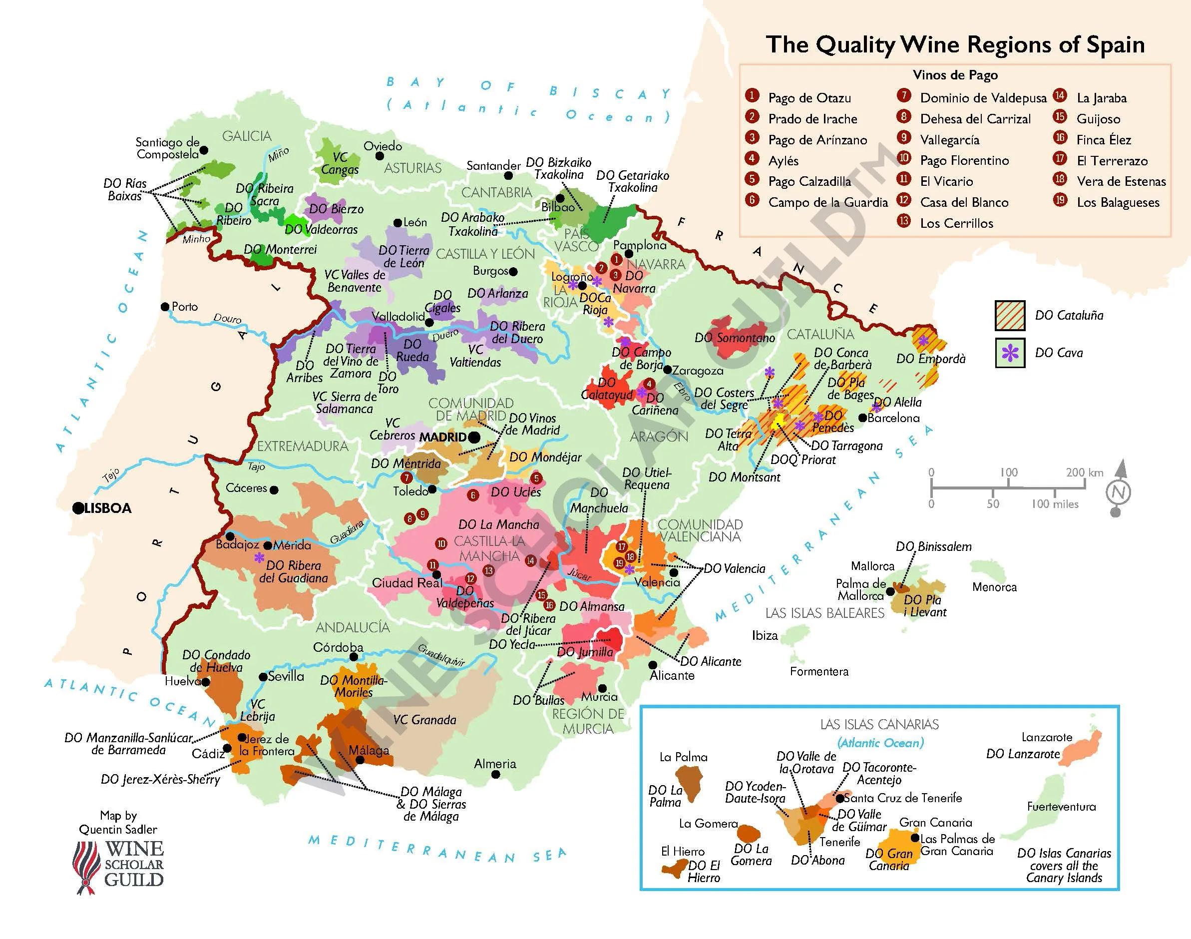 Spain Wine Regions Map by Wine Scholar Guild