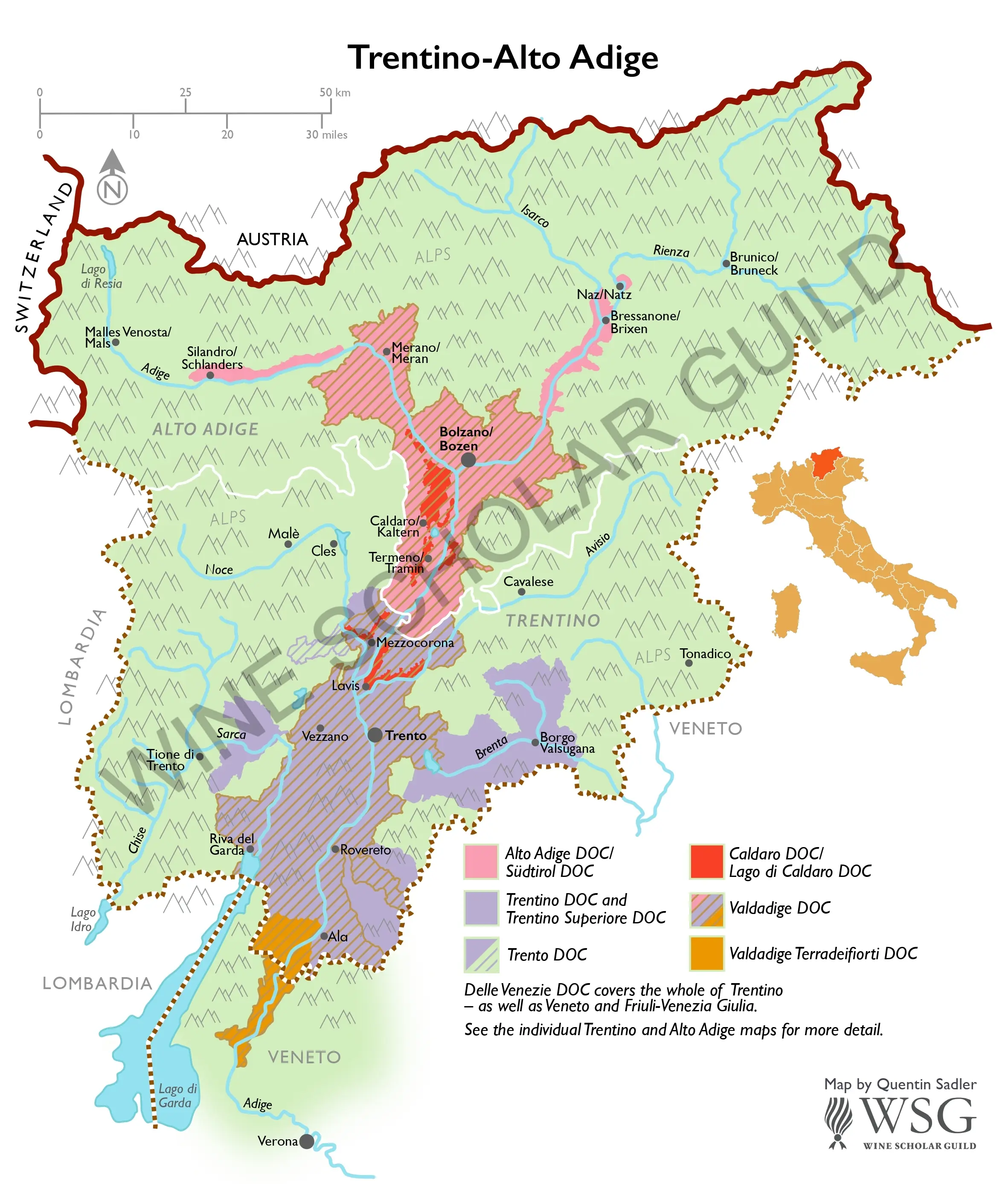 Trentino-Alto Adige Wine Map by Wine Scholar Guild