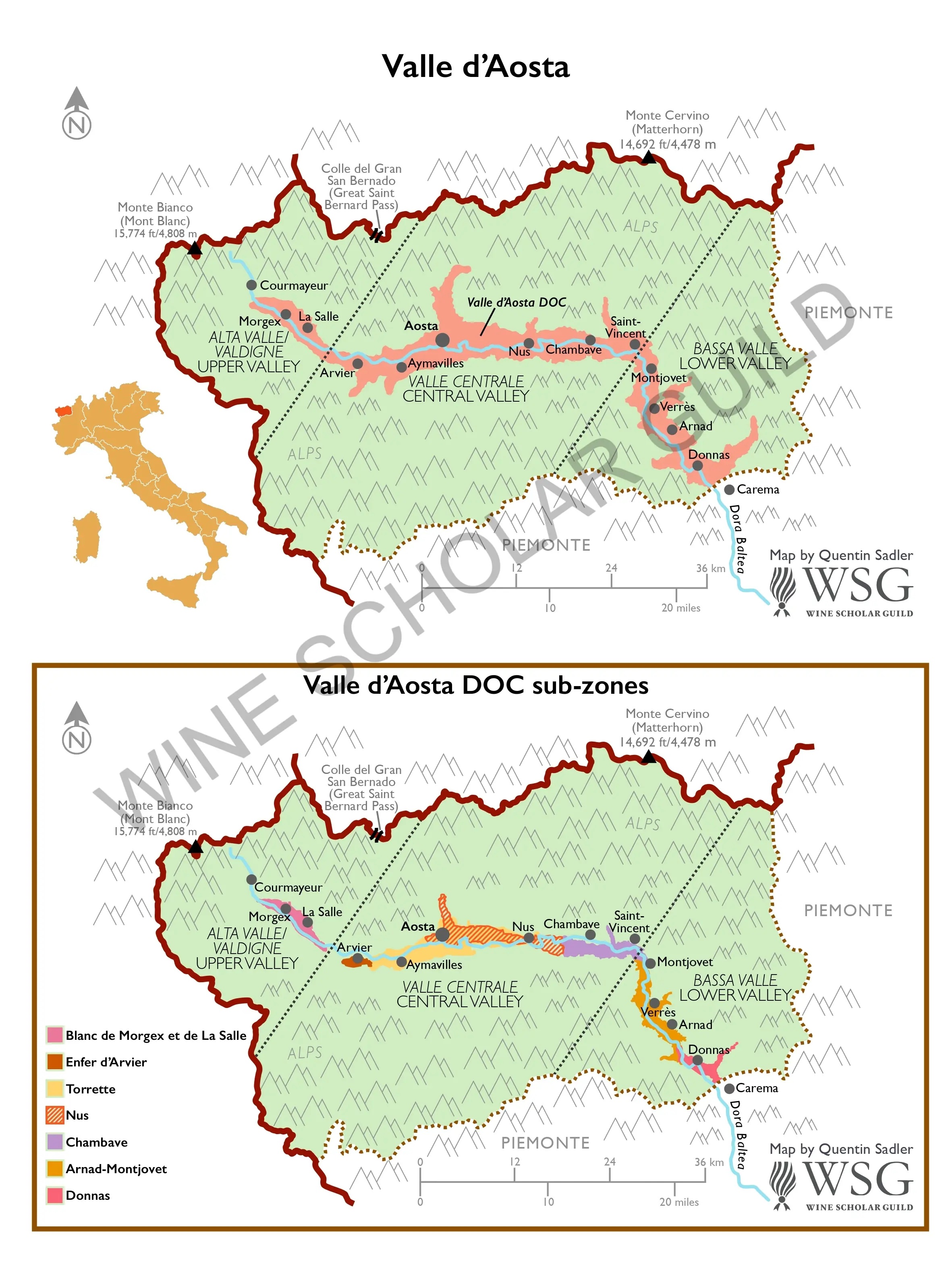 Valle d'Aosta Wine Map by Wine Scholar Guild