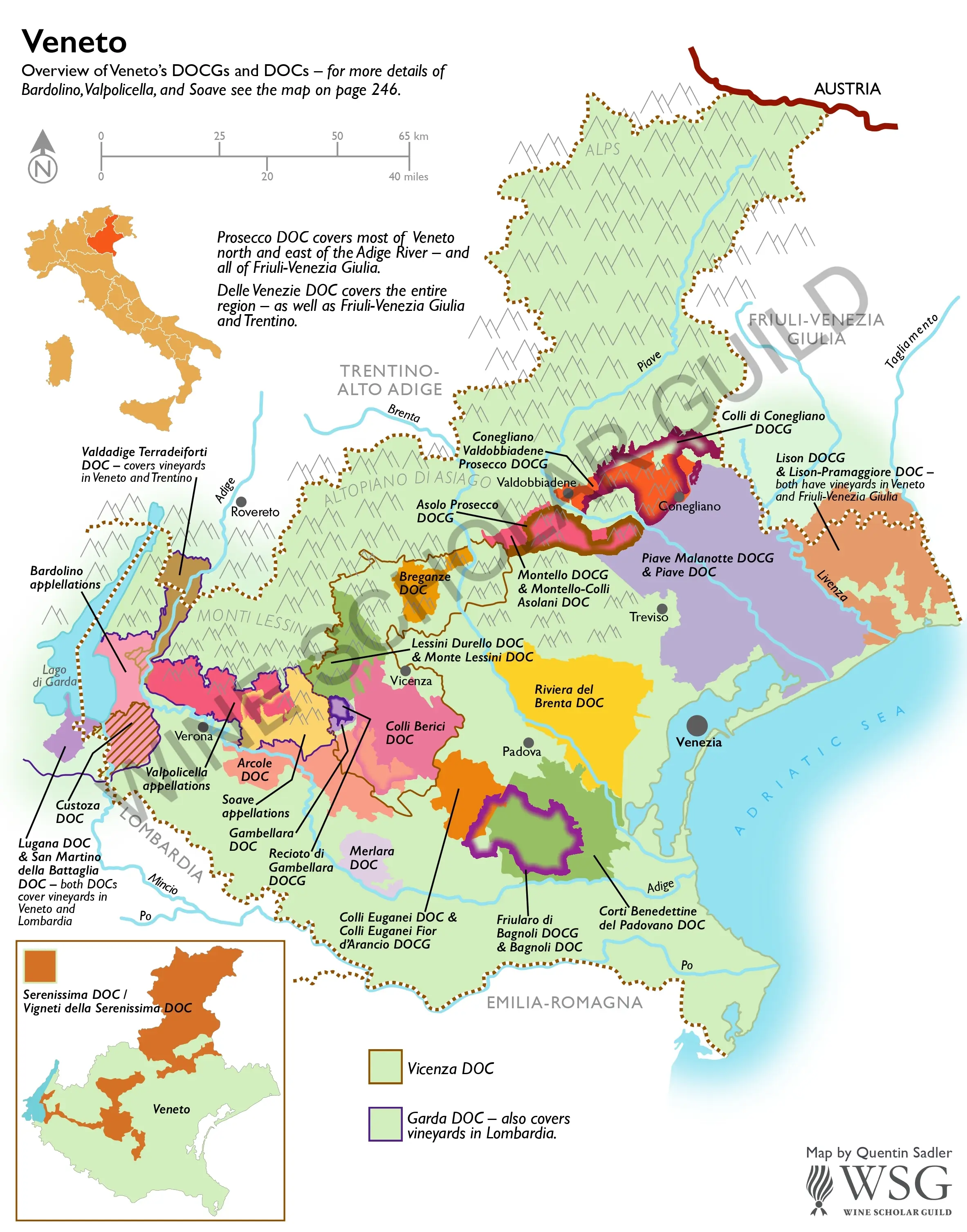 Veneto Wine Map by Wine Scholar Guild