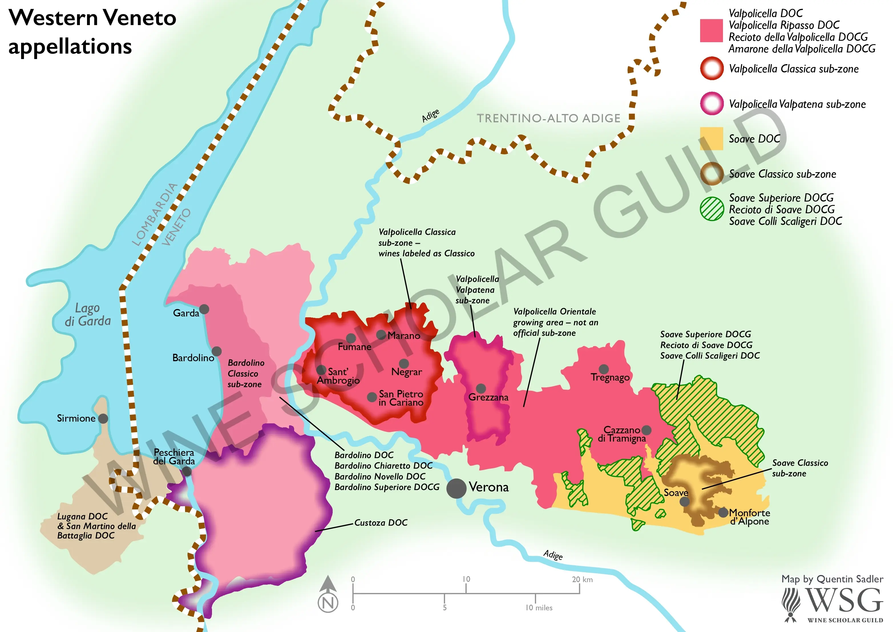 Western Veneto Appellations Wine Map by Wine Scholar Guild